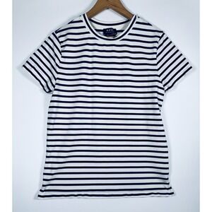 APC Top Womens Small Blue White Breton Striped Short Sleeve Cotton Parisian
